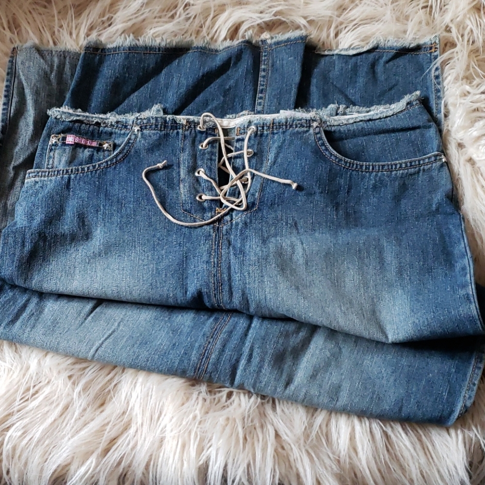 Bubblegum 5/6 Laceup Side Slit Long Denim Skirt
